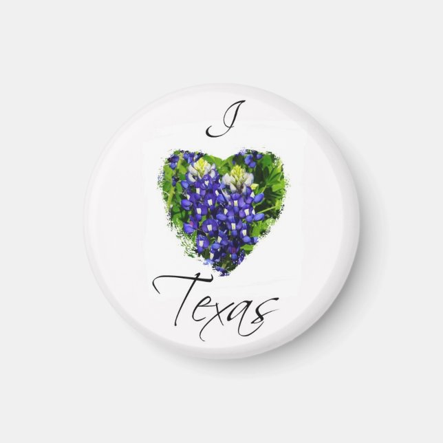 Íman Bluebonnet "I Love Texas" Magnet "Heart Design Mag (Frente)