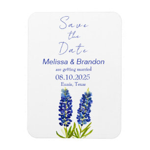 Íman Bluebonnets Florais Azuis Casamento Rústico Texas