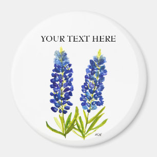 Íman Bluebonnets Texas State Flowers Lupine Watercolor