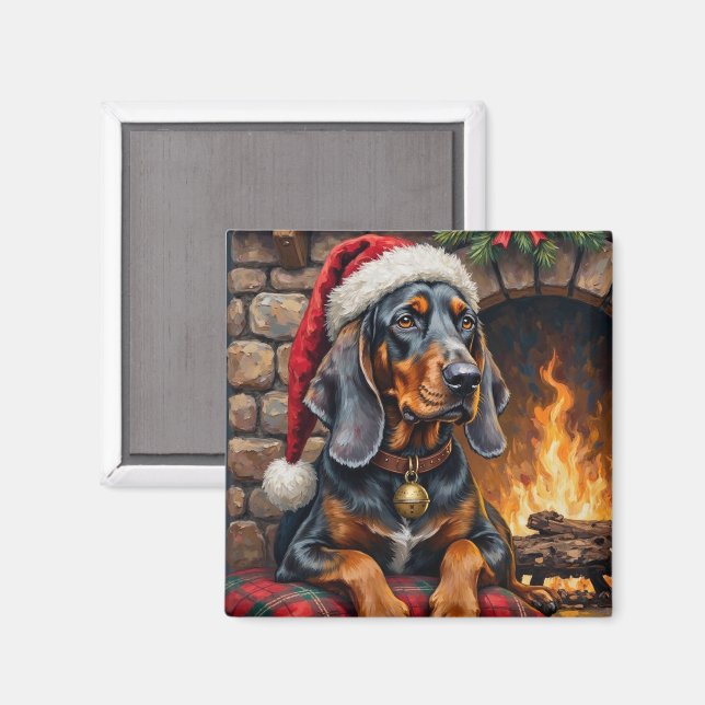 Íman Bluetick Coonhound Dog Cozy Lodge Christmas (Front/Back)