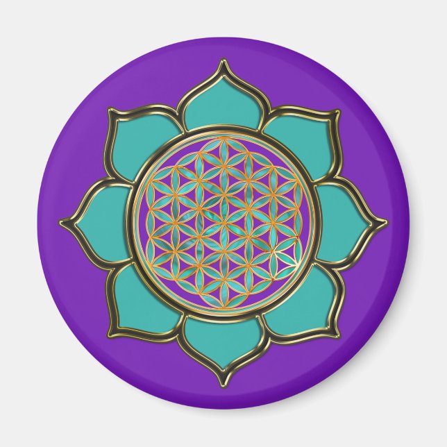 Íman Blume des Lebens Lotus - türkis / roxo (Frente)