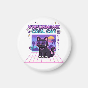 Íman Blusão com Gráfico de Gato Legal Vaporwave Y2K P