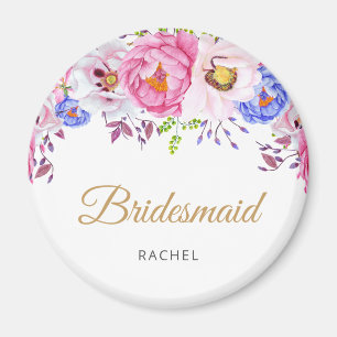 Íman Blush Floral Bridesmaid Name Magnet