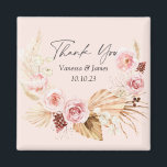 Íman Blush PInk Boho Watercolor obrigado Floral<br><div class="desc">Blush PInk watercolor Boho Floral Pampas Grass Favor de casamento</div>