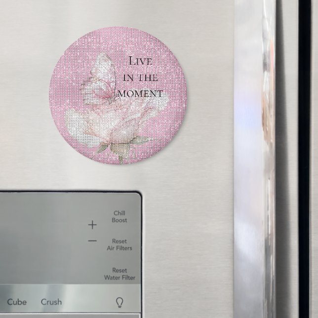 Íman Blush Pink Rose Butterfly Sparkle   (In Situ (Fridge))