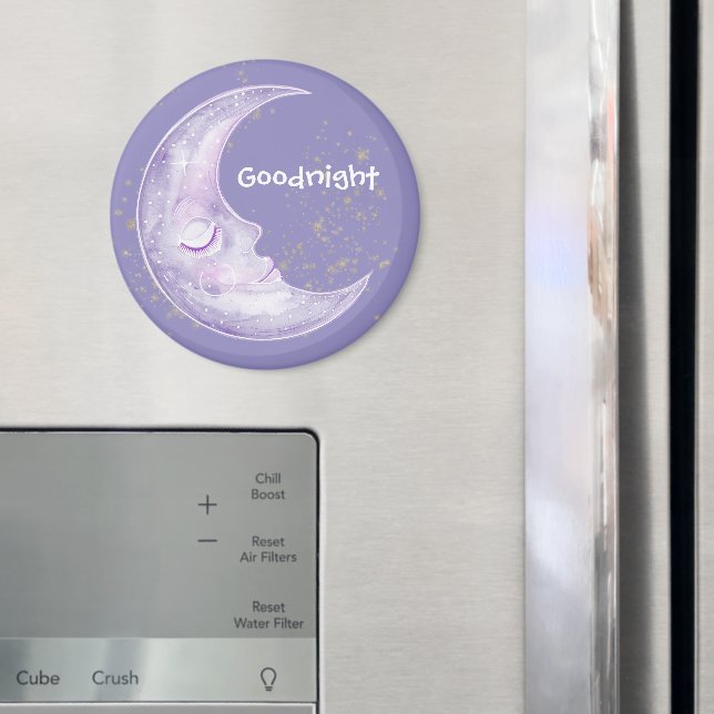 Íman Boa noite Lua Roxa Dourado Brilhos Estrelas (In Situ (Fridge))