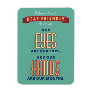 Íman Boa vinda a nossa sala de aula amigável surda. í