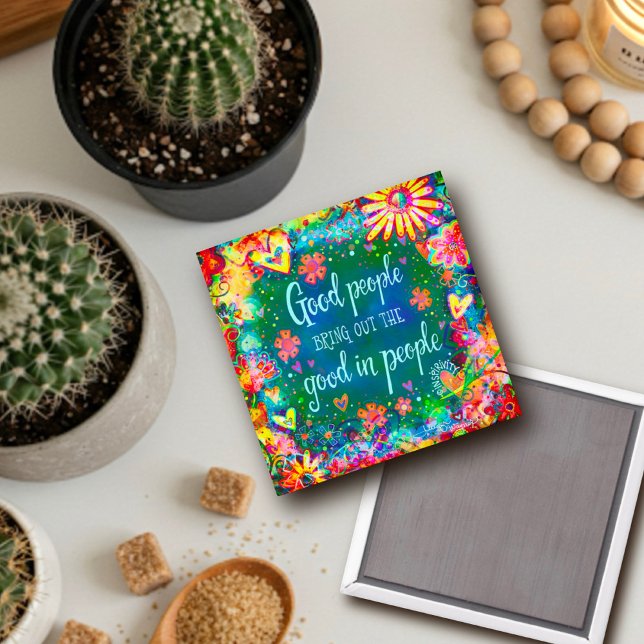 Íman Boas Pessoas Inspiradoras Citação Floral Bonito (Criador carregado)