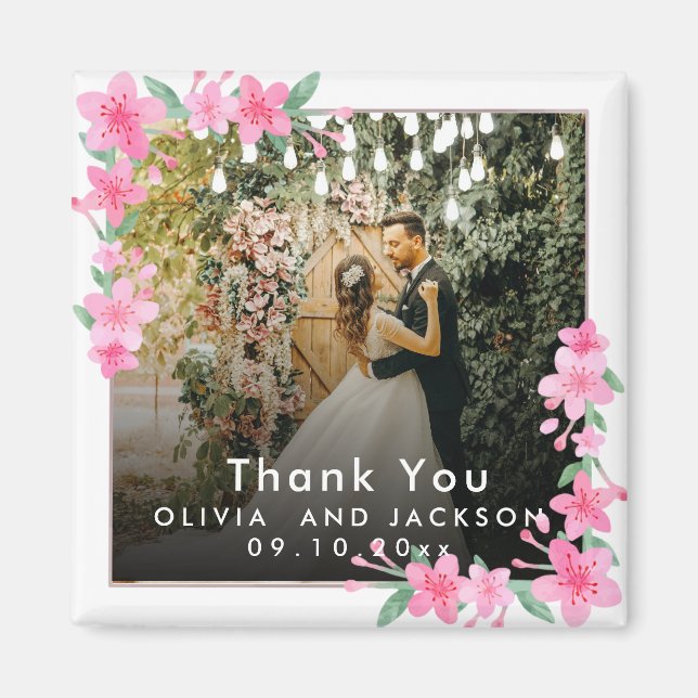 Íman Boas-vindas ao casamento do Frame de Ouro Floral R (Frente)