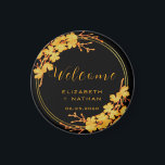 Íman Boas-vindas do Casamento Floral Dourado e Negro Cl<br><div class="desc">O imã de boas-vindas do Casamento Floral Negro e Dourado Clássico apresenta uma luxuosa paleta de preto e ouro, com um padrão floral de ouro espantoso e uma tipografia moderna contra um fundo negro, exuando elegância e sofisticação. iga o exemplo da página para encontrar os produtos correspondentes. ♥ Personalize-o com...</div>