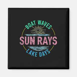 Íman Boat Waves Sun Rays Dias Láteos Dias Fóco Retro 70