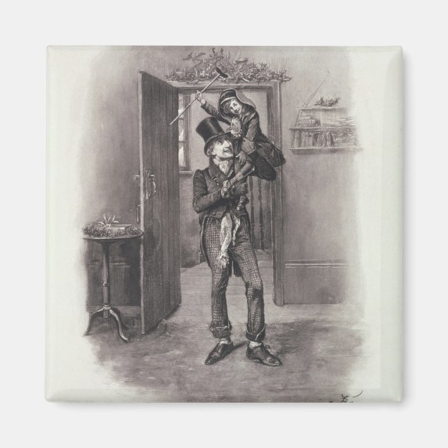 Íman Bob Cratchit e Tiny Tim, de Charles Dickens: (Frente)