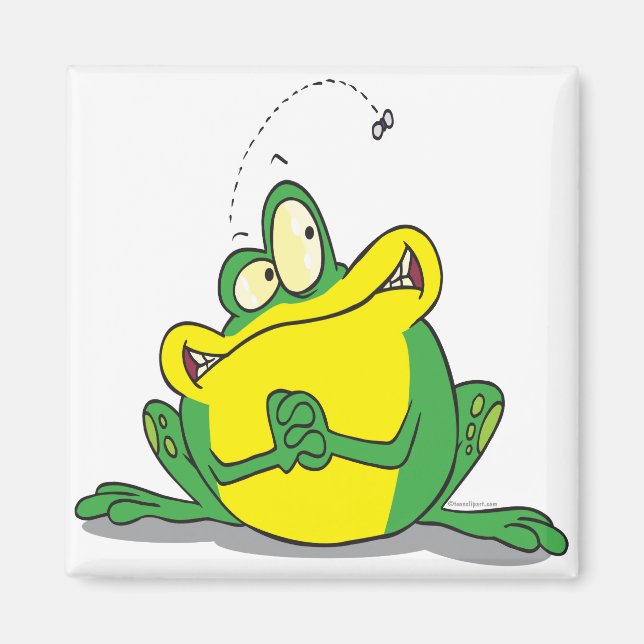 Íman bobo de paciência de sapo fofo para a mosca (Frente)