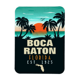 Íman Boca Raton Florida Retro Sunset Beach Souvenirs