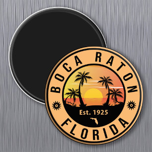 Íman Boca Raton Florida Retro Sunset Beach Souvenirs