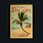 Íman Boca Raton Magnet Flórida Palm Tree Beach Vintage<br><div class="desc">Design Boca Raton Florida em estilo Viagens vintage apresentando uma palmeira na praia com oceano e céu.</div>