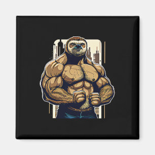 Íman Bodybuilder Sloth Funny Bodybuilding Sloth Malhaçã