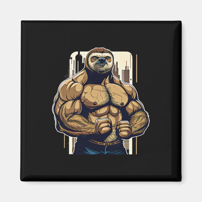 Íman Bodybuilder Sloth Funny Bodybuilding Sloth Malhaçã (Frente)