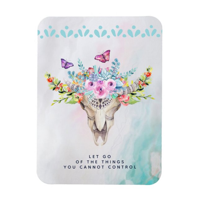 Íman Boho Animal Skull Inspiration Quote Deixar (Vertical)