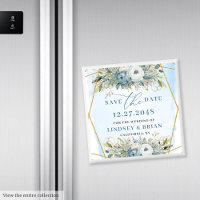 Boho Azul Desbotado Peônia Floral Branco Salvar a