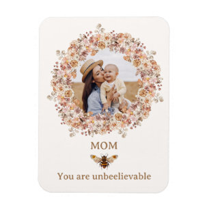 Íman Boho Bee Watercolor Wildflower Foto Personalizada 