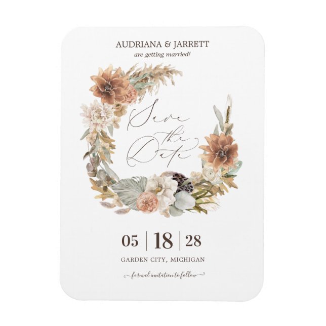 Íman Boho Dried Floral Pampas Grass outono (Vertical)