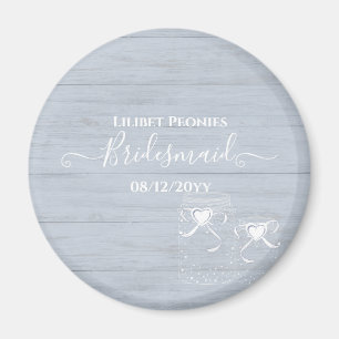 Íman BoHO Dusty Blue Driftwood Casamento Mason Jars