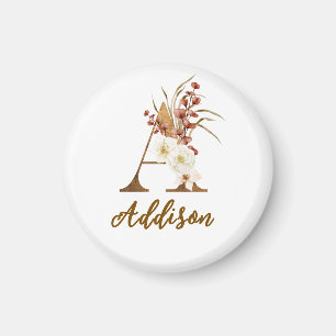 Íman Boho Floral A Monograma Wedding Favor