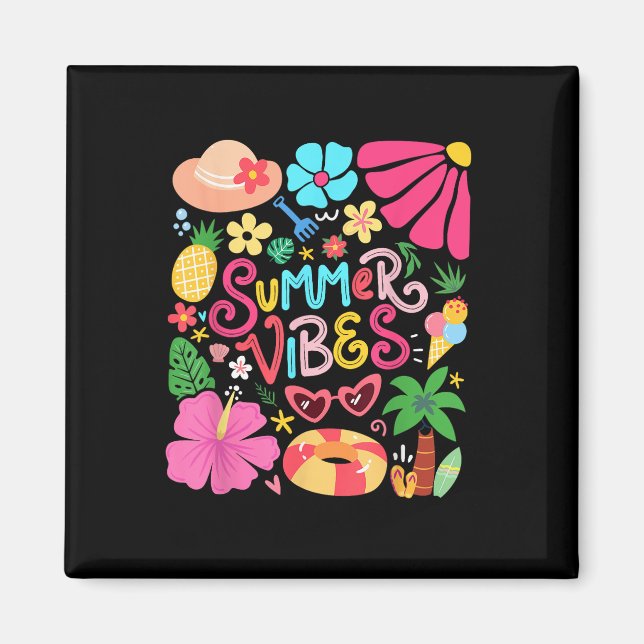 Íman Boho Flower Hello Summer Vibes Funny Beach Life Me (Frente)