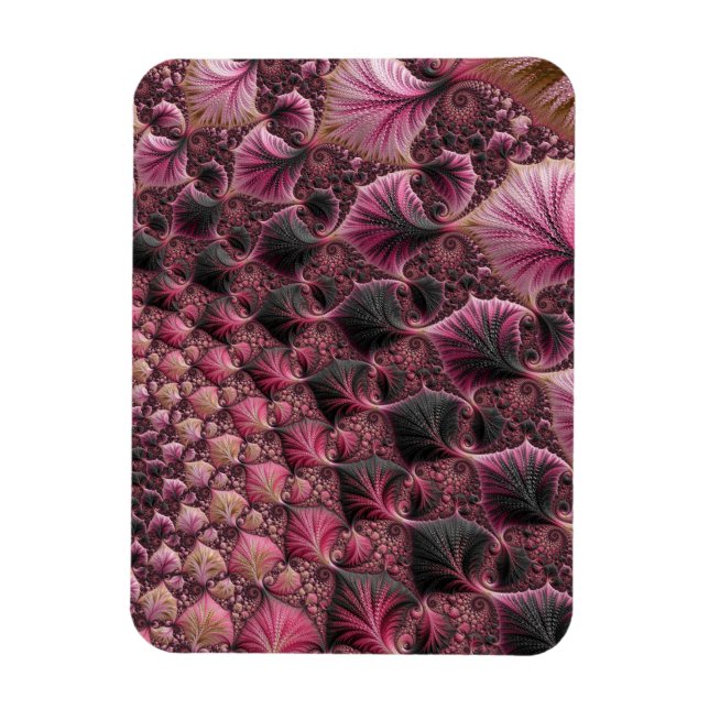 Íman Boho Funky Eclectic Cor-de-rosa Abstrato Fractal (Vertical)