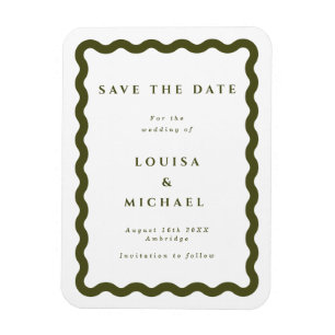 Íman Boho Green Wavy Frame Weding the Date Magnet