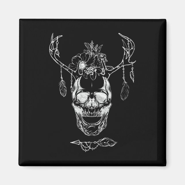 Íman Boho Halloween Skull (Frente)