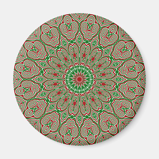Íman Boho Hippie Funky Trippy Ornamentado Natal Mandala (Frente)
