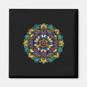 Íman Boho Lotus Mandala Colorido Floral Yoga Meditação
