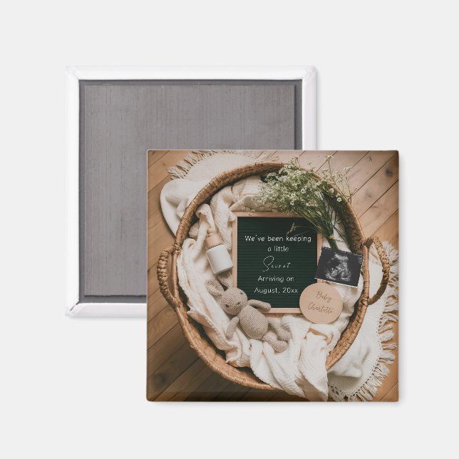 Íman Boho Neutral Pregnancy Announcement keepsake  (Front/Back)