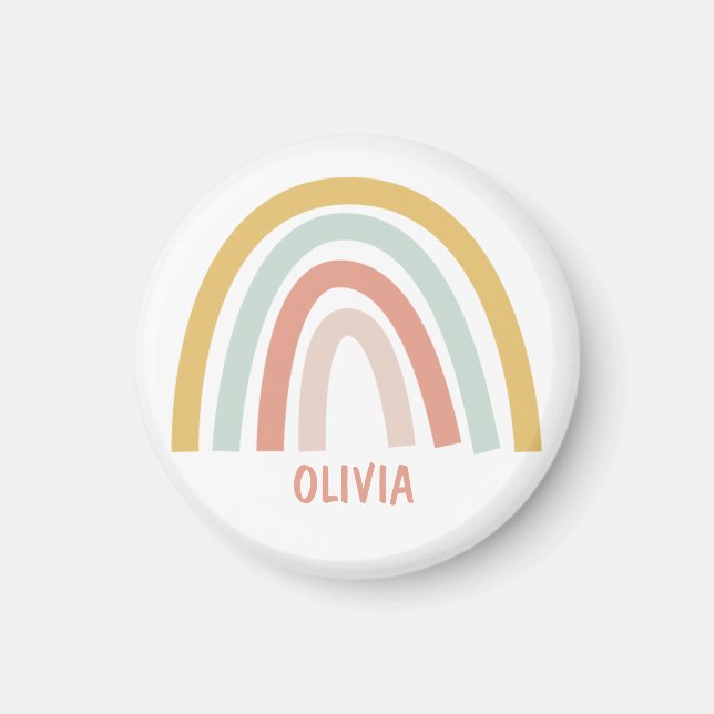 Íman Boho Pastel Rainbow Personalizado (Frente)