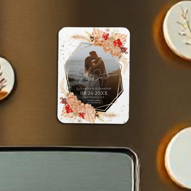 Íman Boho Photo | Terracotta Casamento Exceto Data (Criador carregado)