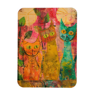 Íman Boho Watercolor Cats - Terna Feline Art (2)