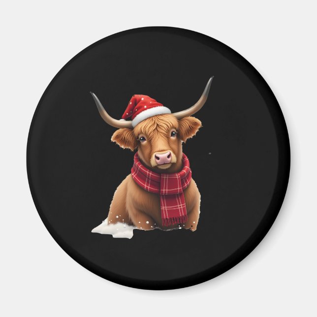 Íman Boho Xmas Christmas Highland Cow T-Shirt (1) (Frente)