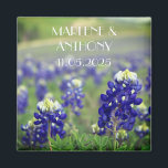Íman Boinas Azuis Flores Texas Casamento Floral<br><div class="desc">Bluebonnets,  flores azuis,  Texas,  ímã de casamento de estrelas solitárias. Perfeito para presente de aniversário,  para eles.</div>