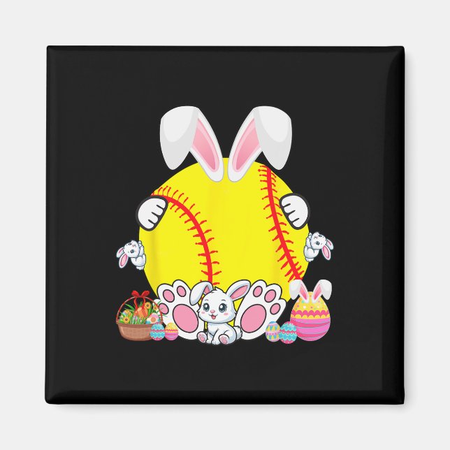 Íman Bola Bunny Sofball Fumaça Páscoa Jogador de Ventil (Frente)