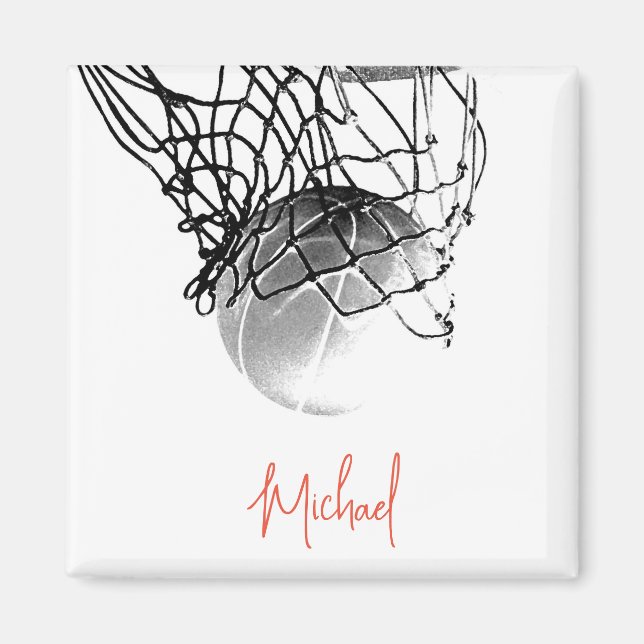 Íman Bola de Basquete Preta e Branca e libere o seu nom (Frente)