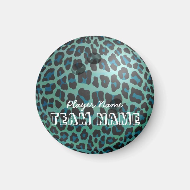 Íman Bola de boliche Leopard Teal (Frente)