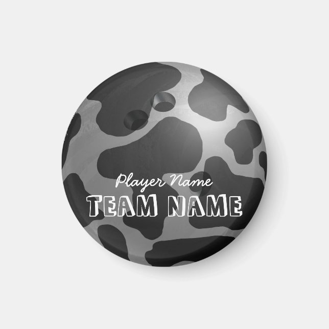 Íman Bola de Boliche Vaca Cinza (Frente)