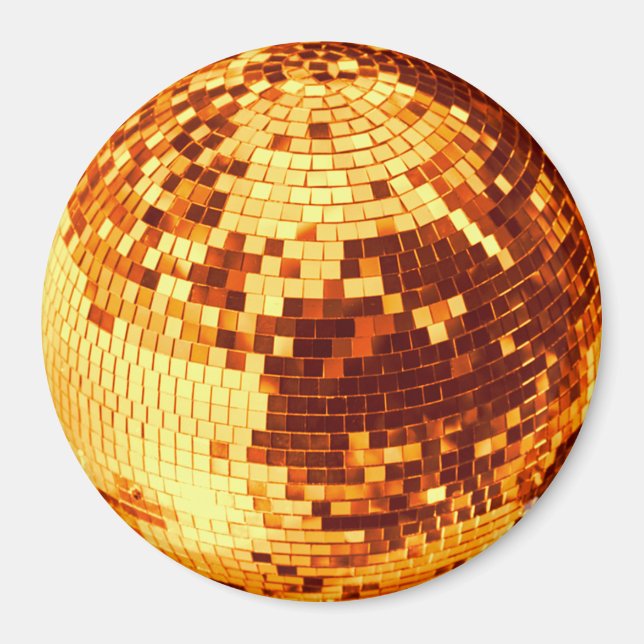 Íman Bola de discoteca retrô brilho glitter dourado ani (Frente)