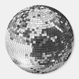 Íman Bola de discoteca retrô brilho glitter prata anive