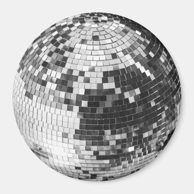 Íman Bola de discoteca retrô brilho glitter prata anive (Frente)