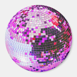 Íman Bola de discoteca retrô brilho glitter rosa aniver