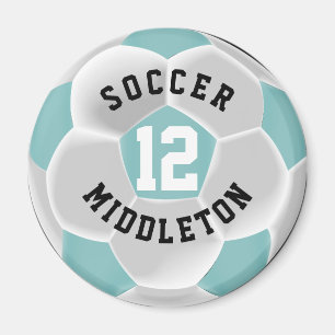 Íman Bola de Esporte do Teal e do White Soccer