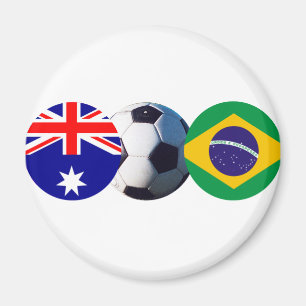 Íman Bola de Futebol Austrália e Brasil Bandeira do MU